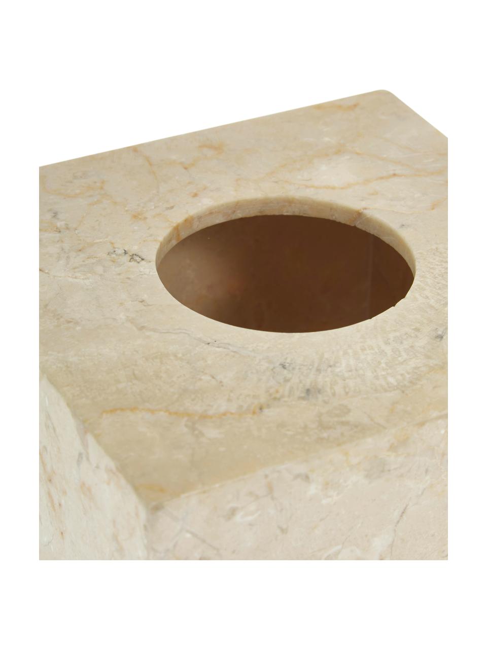 Marmeren tissuebox Luxor, Marmer, Beige, 13 x 13 cm