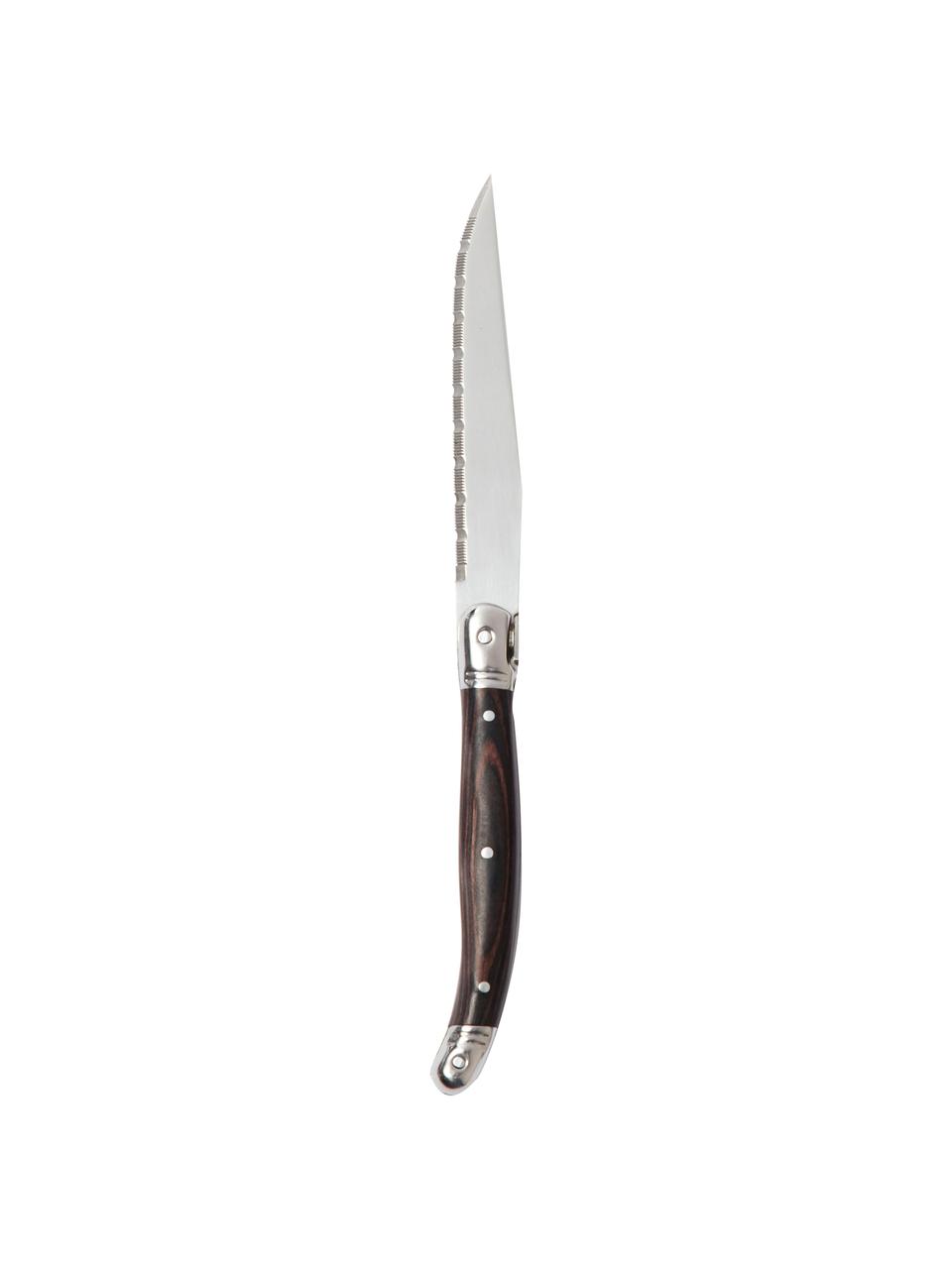 Coltello da bistecca Gigaro 4 pz, Legno scuro, argentato, Lunghezza 23 cm