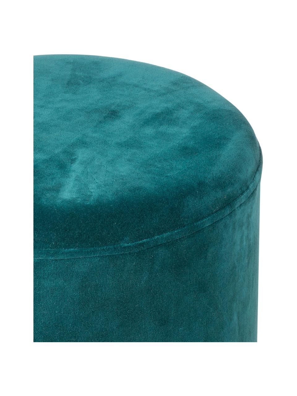 Pouf in velluto Harlow, Rivestimento: velluto di cotone, Petrolio, dorato, Ø 38 x Alt. 42 cm