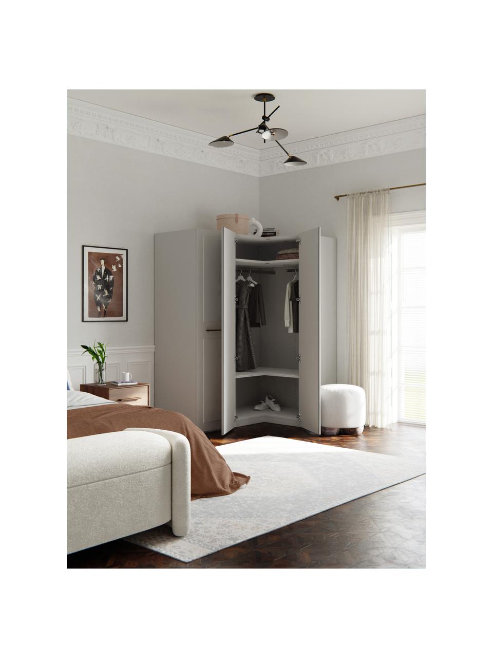 Armoire d'angle modulaire Charlotte, larg. 165 cm, plusieurs variantes, Gris, Basic Interior : larg. 165 x haut. 200 cm, avec module d'angle