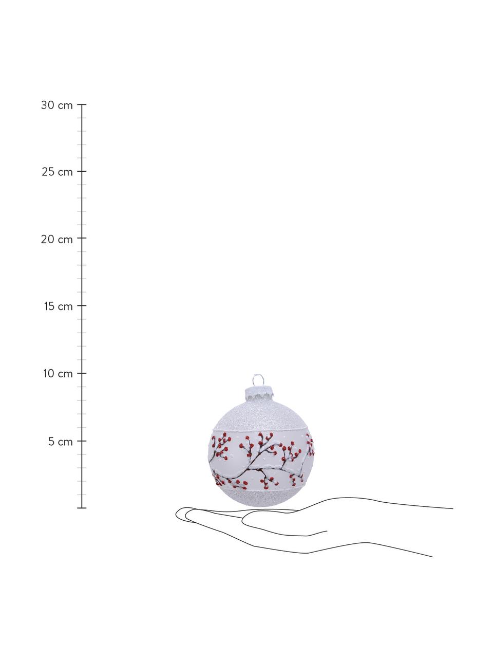 Bolas de Navidad Mistletoe, Ø 8 cm, 3 uds., Blanco, rojo, negro, Ø 8 cm