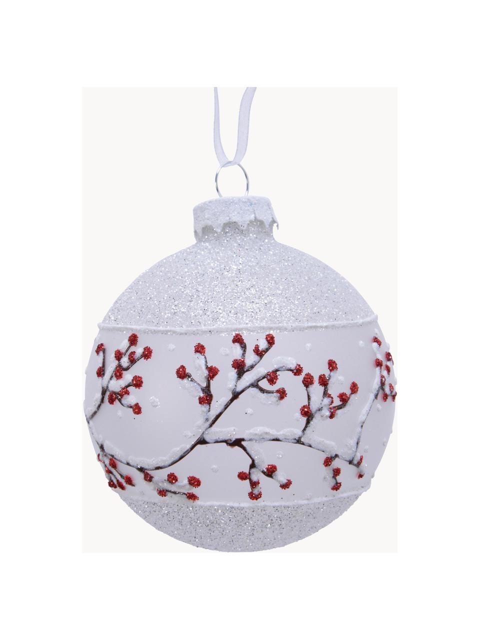 Bolas de Navidad Mistletoe, Ø 8 cm, 3 uds., Blanco, rojo, negro, Ø 8 cm