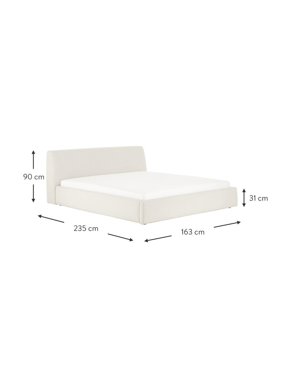 Gestoffeerd bed Cloud, Bekleding: fijn gestructureerde gewe, Frame: massief grenenhout, FSC-g, Geweven stof beige, B 180 x L 200 cm