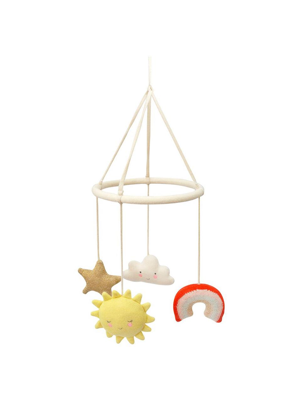 Móvil bebé de algodón orgánico Happy Weather, Beige, multicolor, Ø 19 x Al 86 cm