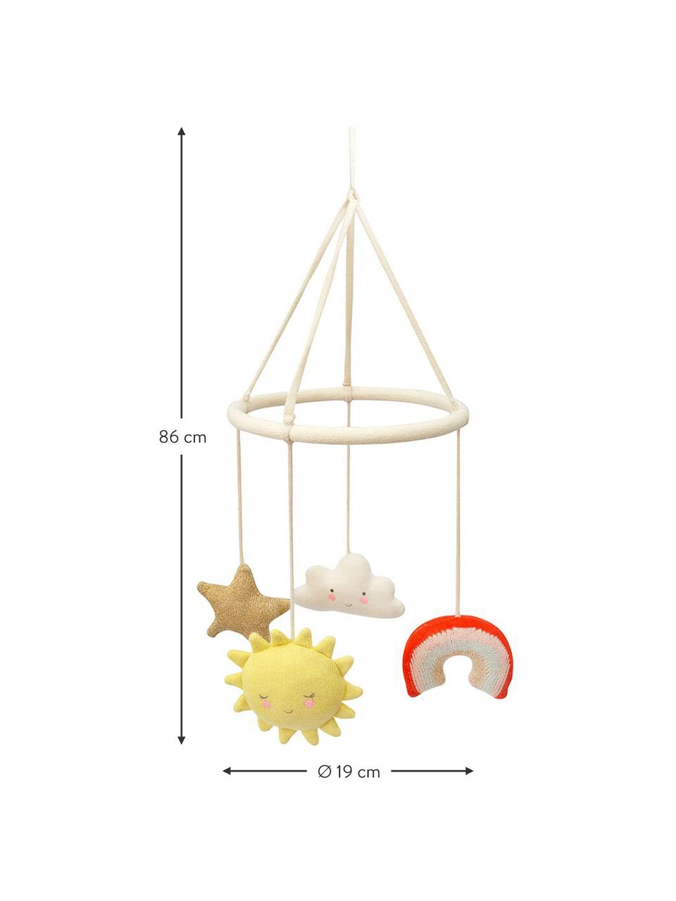 Móvil bebé de algodón orgánico Happy Weather, Beige, multicolor, Ø 19 x Al 86 cm