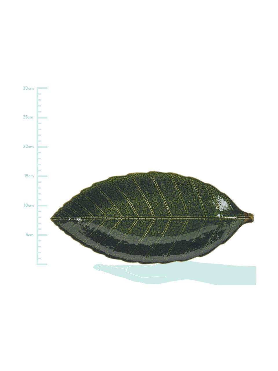 Servierschale Amazzonia in Blattform, B 16 x L 34 cm, Dolomit, Grün, 16 x 34 cm