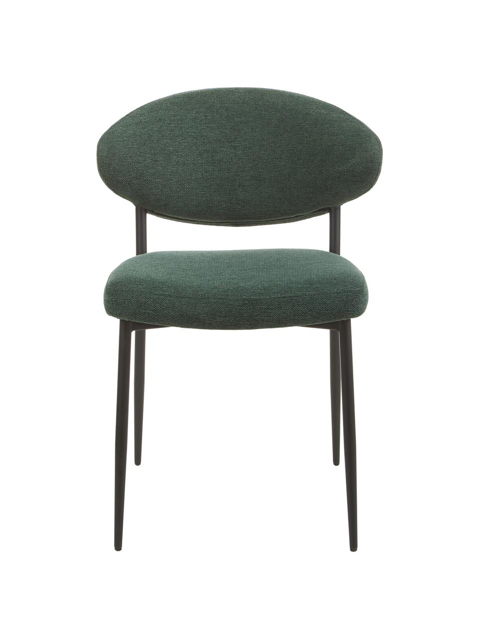 Chaise rembourrée verte Adele, 2 pièces, Tissu vert, larg. 54 x prof. 57 cm