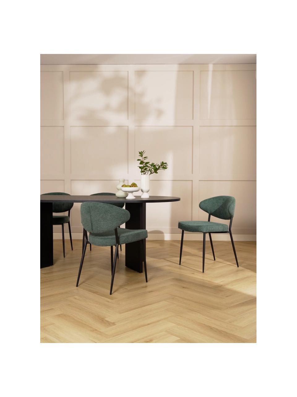 Chaises rembourrées Adele, 2 pièces, Tissu vert foncé, larg. 54 x prof. 57 cm