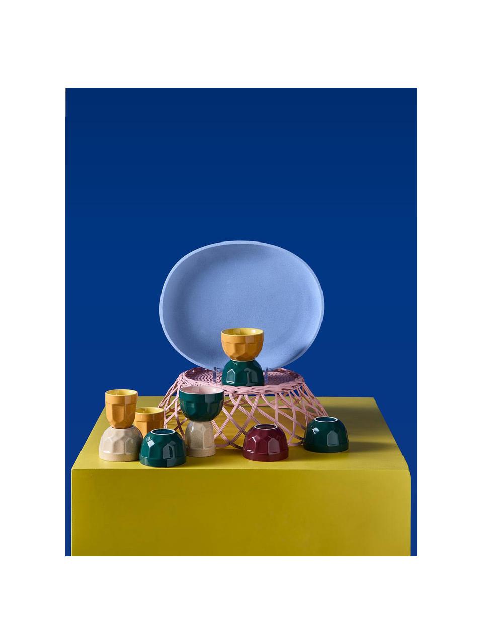 Sada pohárků Multi, 4 díly, Keramika, Žlutá, petrolejová, světle béžová, fialovorůžová, Ø 9 cm, V 6 cm, 170 ml