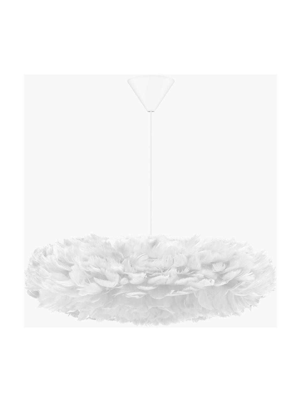 Grande suspension en plumes décoratives Eos Esther, Blanc, larg. 60 x haut. 16 cm