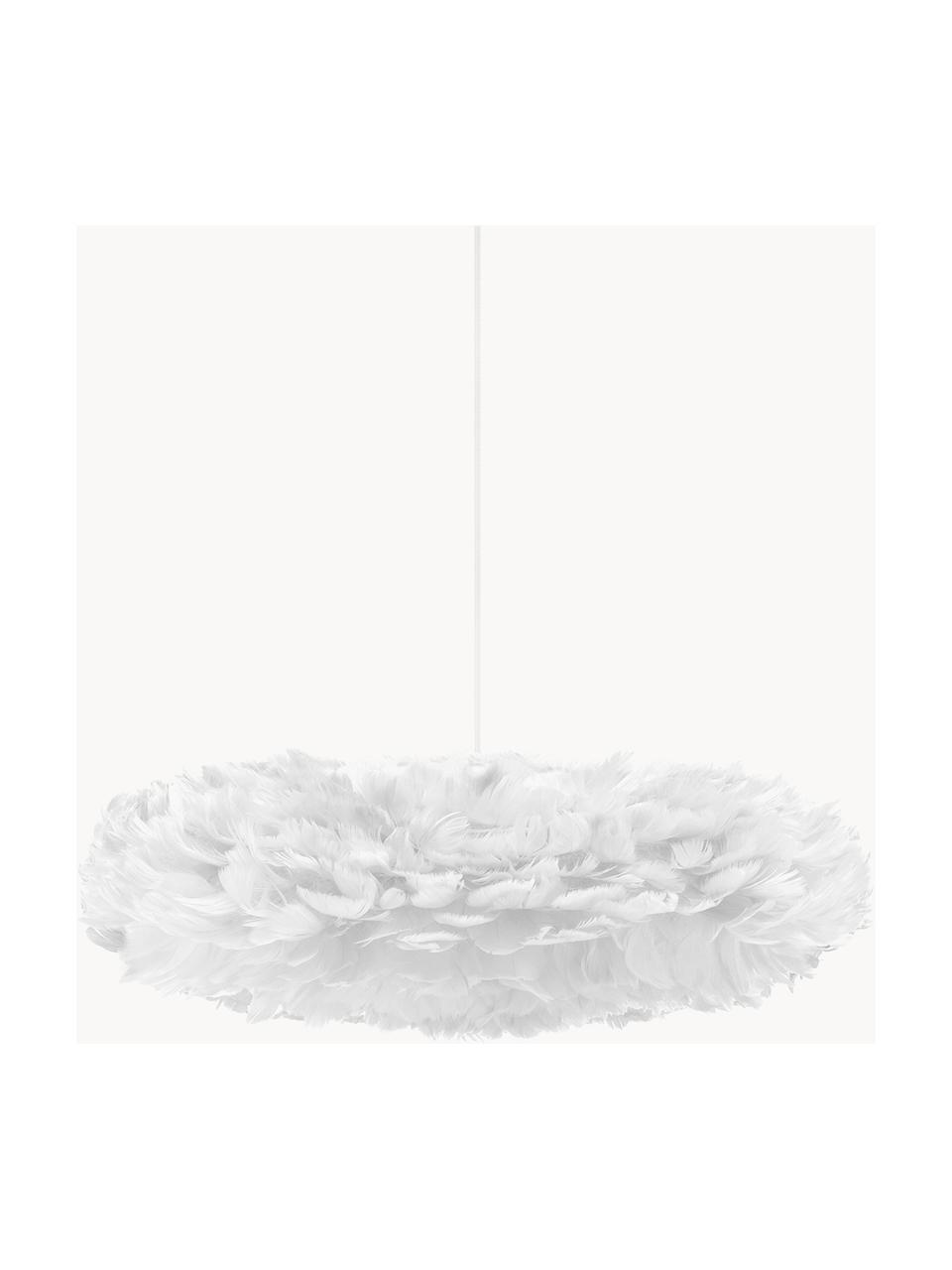 Grande suspension en plumes décoratives Eos Esther, Blanc, larg. 60 x haut. 16 cm