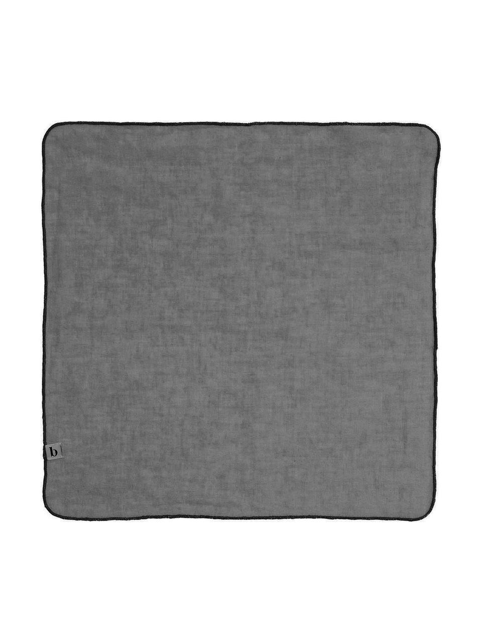 Leinen-Servietten Gracie in Grau, 2 Stück, 100% Leinen, Grau, B 45 x L 45 cm