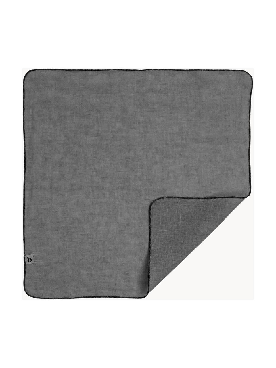 Servilletas de tela de lino Gracie, 2 uds., 100% lino, Gris oscuro, An 45 x L 45 cm