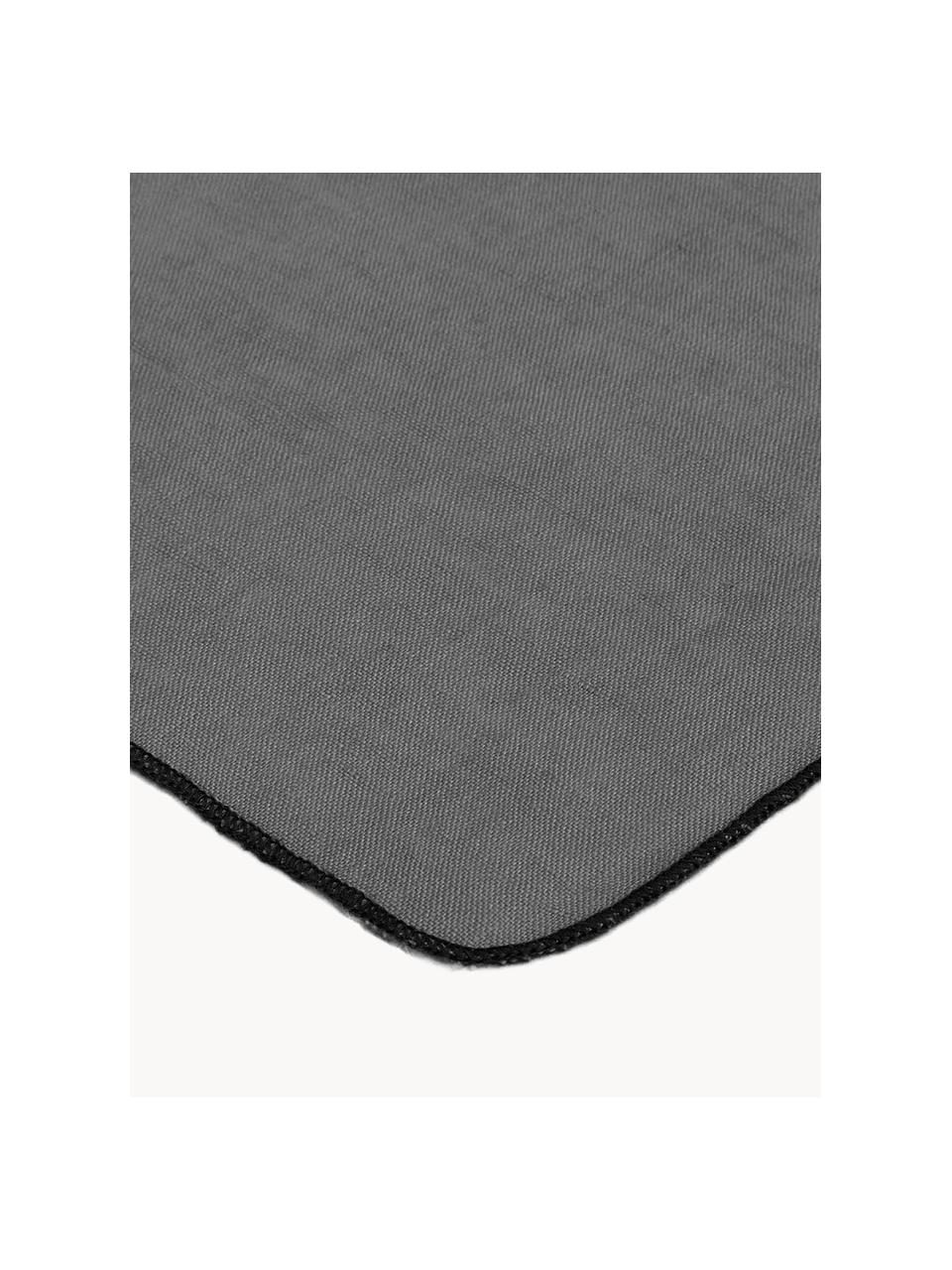 Serviettes de table en lin Gracie, 2 pièces, 100 % pur lin, Gris foncé, larg. 45 x long. 45 cm