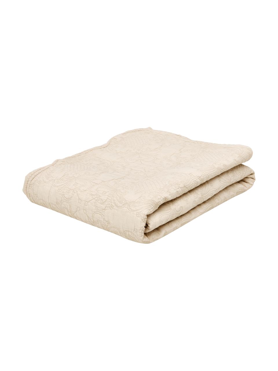 Colcha bordada de algodón Madlon, Funda: 100% algodón, Beige, An 260 x L 260 cm (para camas de 200 x 200 cm)