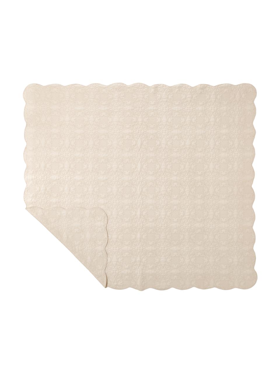 Colcha bordada de algodón Madlon, Funda: 100% algodón, Beige, An 260 x L 260 cm (para camas de 200 x 200 cm)