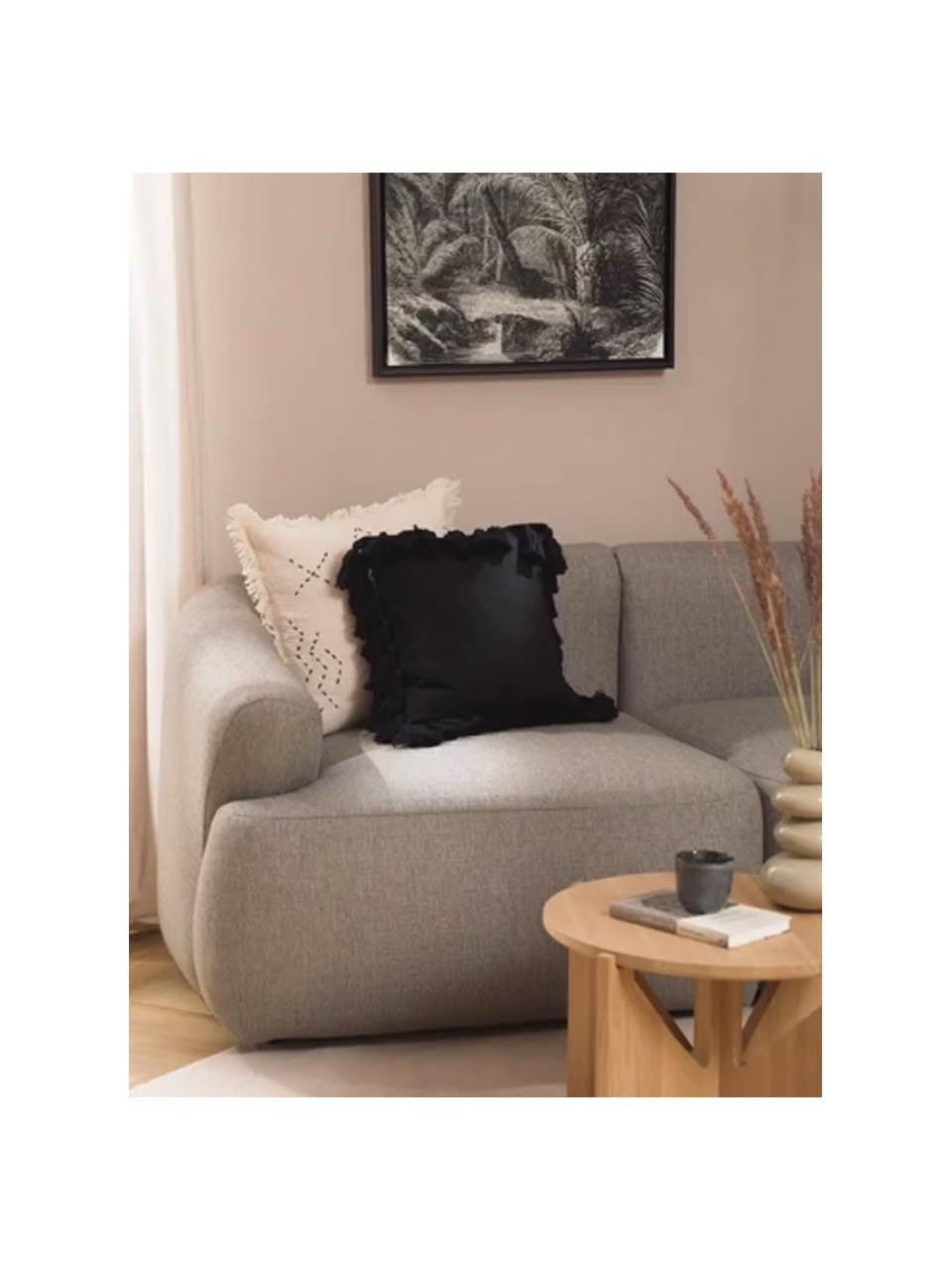 Federa arredo nera con nappe Shylo, 100% cotone, Nero, Larg. 40 x Lung. 40 cm