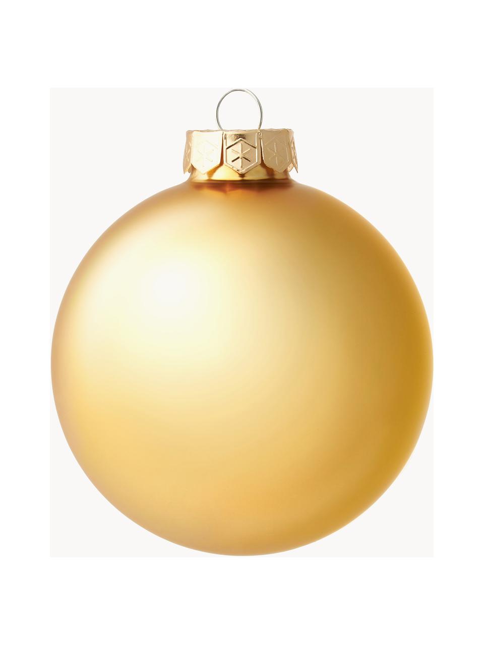 Weihnachtskugeln Evergreen matt/glänzend, verschiedene Größen, Goldfarben, Ø 10 cm, 4 Stück