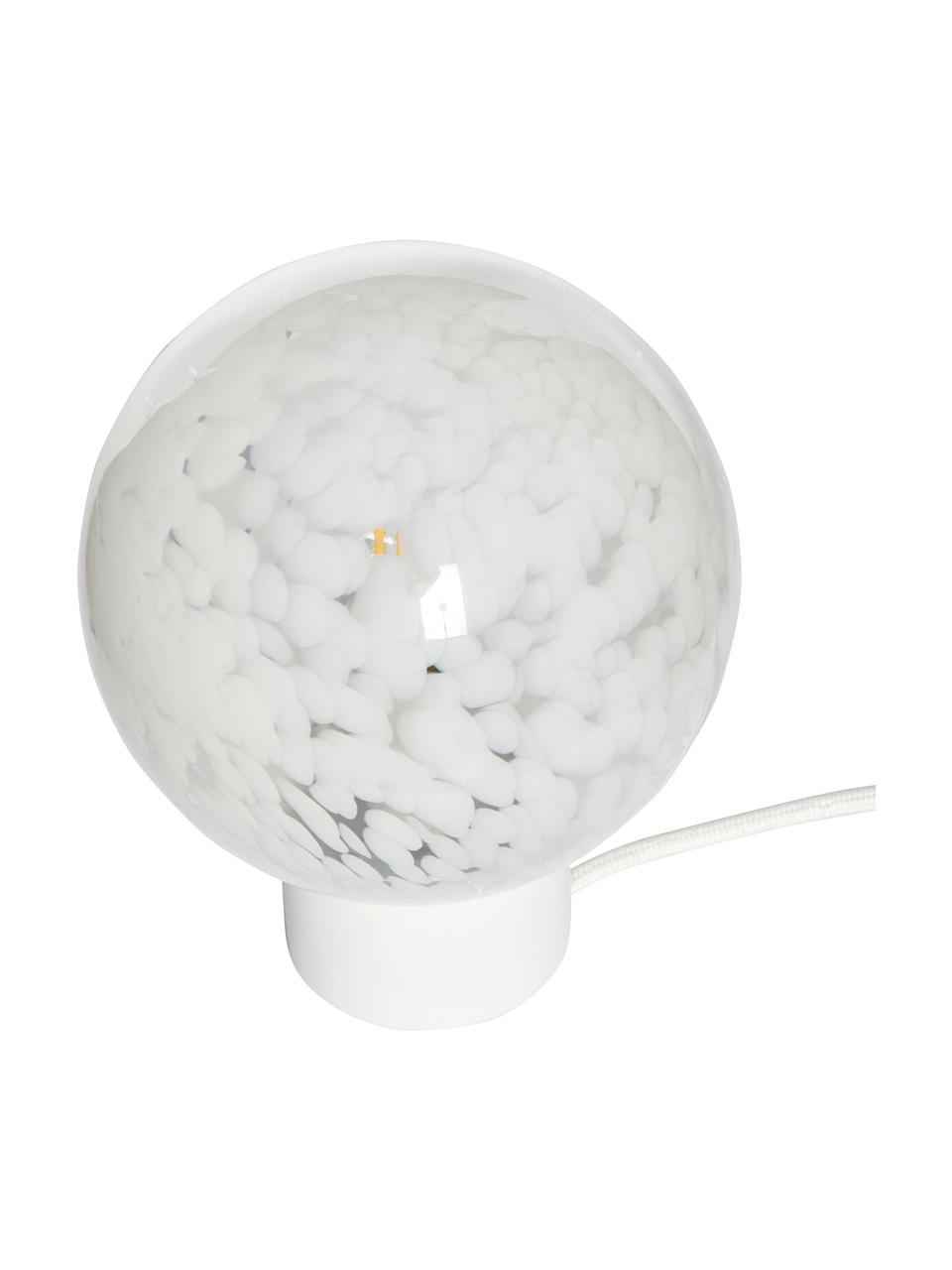 Kleine Kugel-Tischlampe Cloud mit Tupfen-Muster, Lampenschirm: Glas, Lampenfuß: Metall, beschichtet, Weiß, Ø 15 x H 21 cm