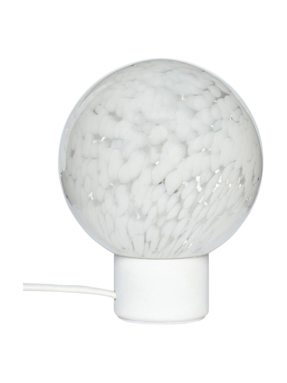 Malá kulatá stolní lampa se skvrnitým vzorem Cloud, Bílá, Ø 15 cm, V 21 cm