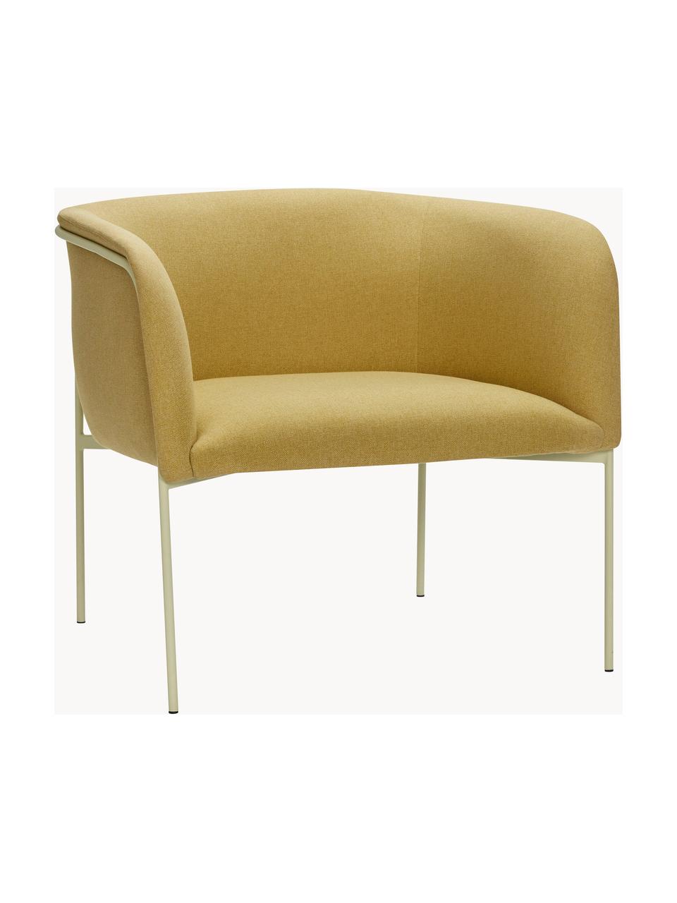 Loungefauteuil Eyrie, Bekleding: 100% polyester Met 40.000, Frame: gecoat staal, Geweven stof mosterdgeel, lichtbeige, B 89 x D 58 cm