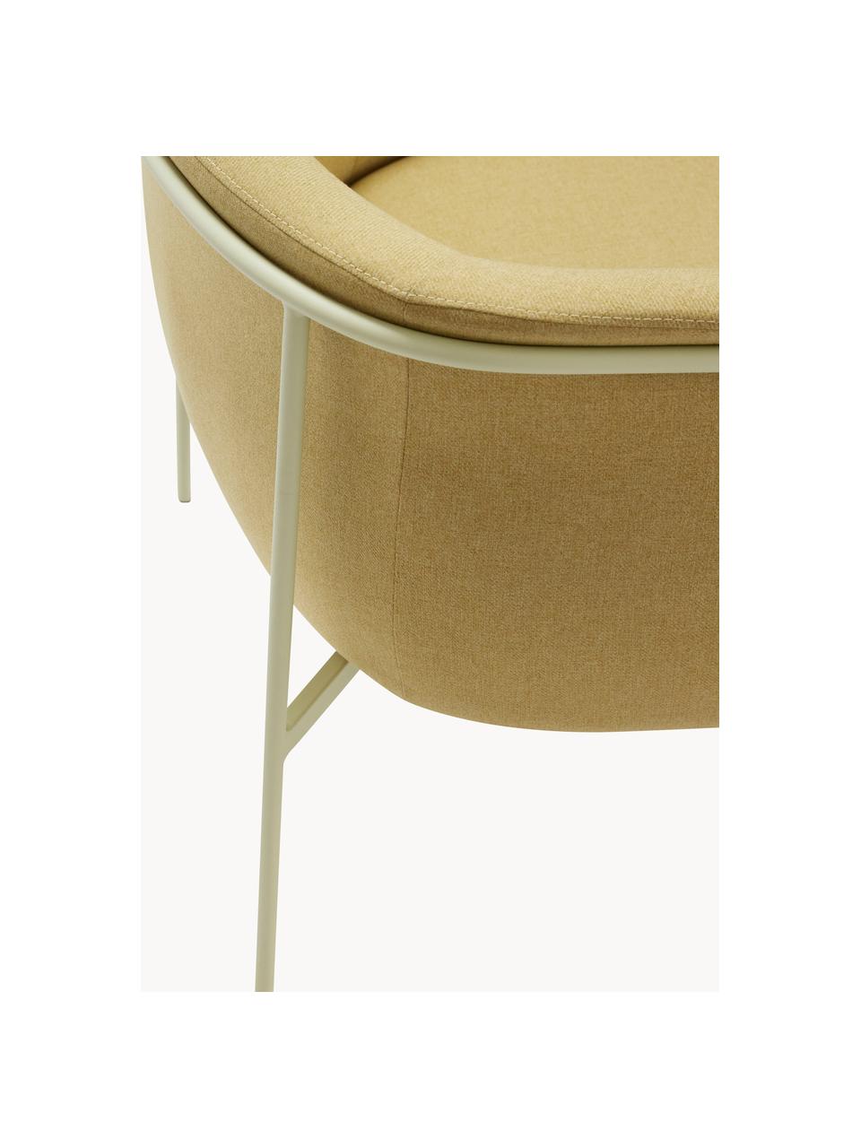 Loungefauteuil Eyrie, Bekleding: 100% polyester Met 40.000, Frame: gecoat staal, Geweven stof mosterdgeel, lichtbeige, B 89 x D 58 cm