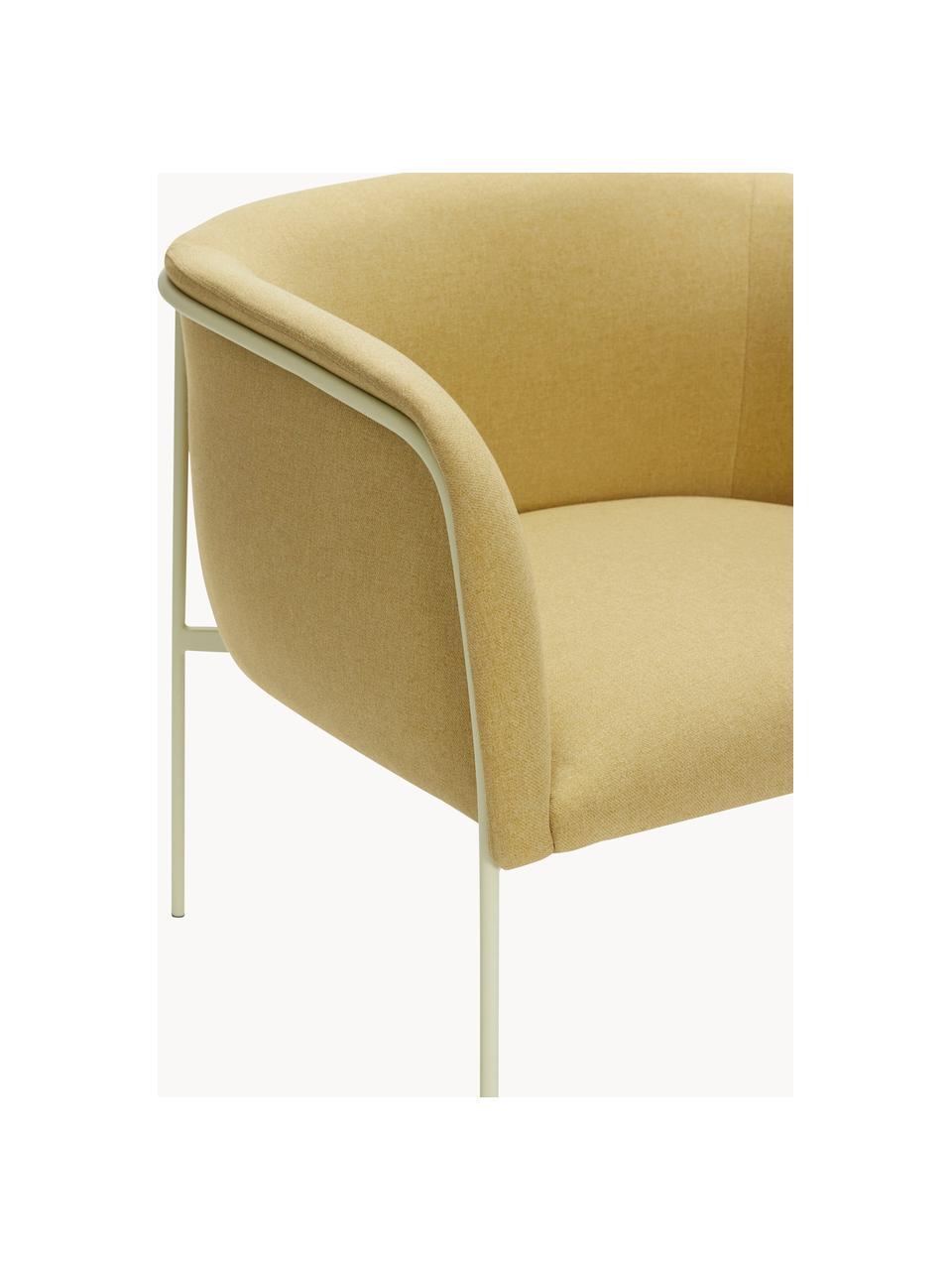 Loungefauteuil Eyrie, Bekleding: 100% polyester Met 40.000, Frame: gecoat staal, Geweven stof mosterdgeel, lichtbeige, B 89 x D 58 cm