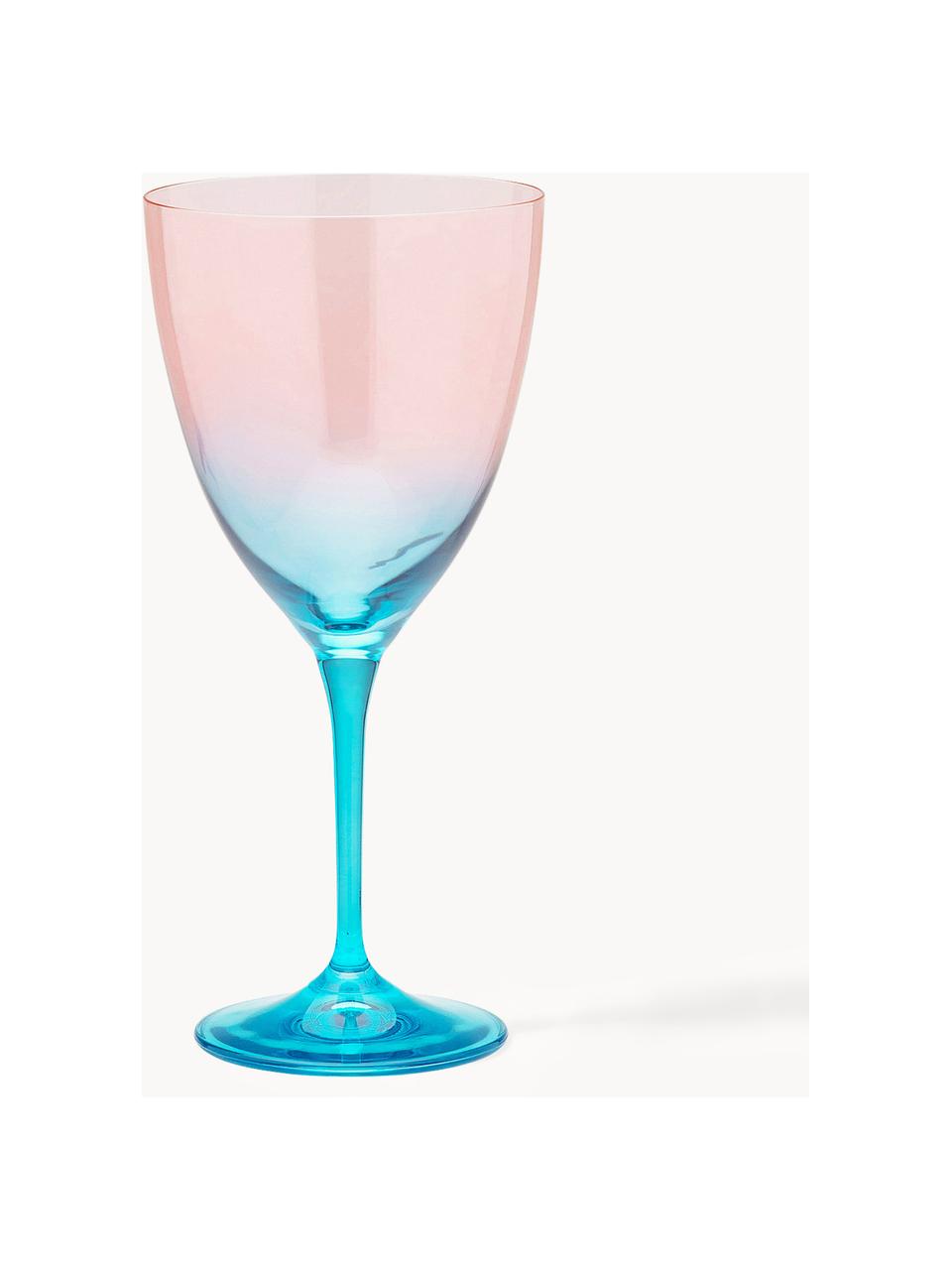 Weingläser Ombre Flash, 2 Stück, Glas, Hellrosa, Blau, Ø 10 x H 12 cm, 400 ml