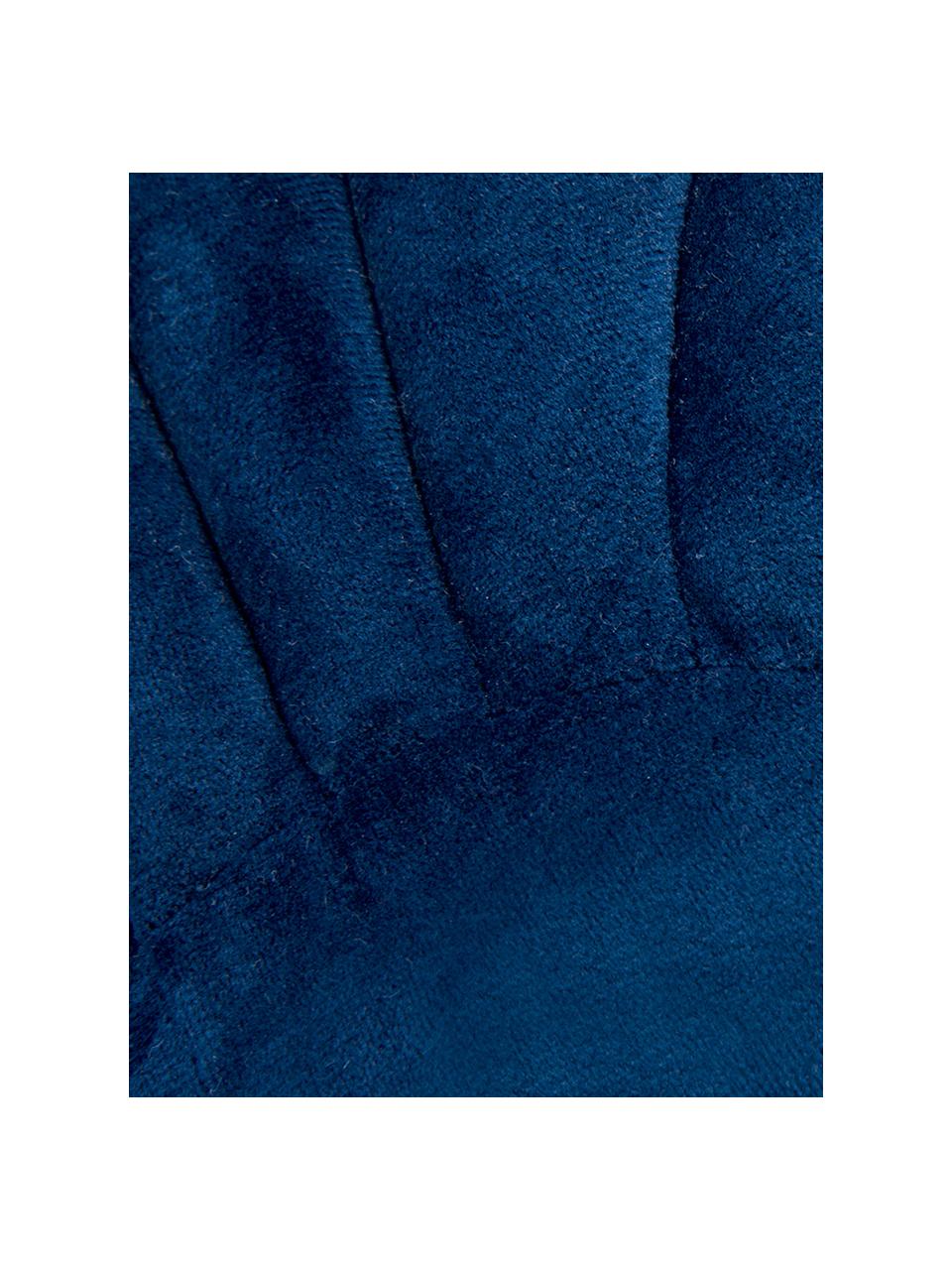 Cojín de terciopelo Shel, con relleno, Parte delantera: 100% terciopelo de algodó, Parte trasera: 100% algodón, Azul oscuro, An 28 x L 30 cm