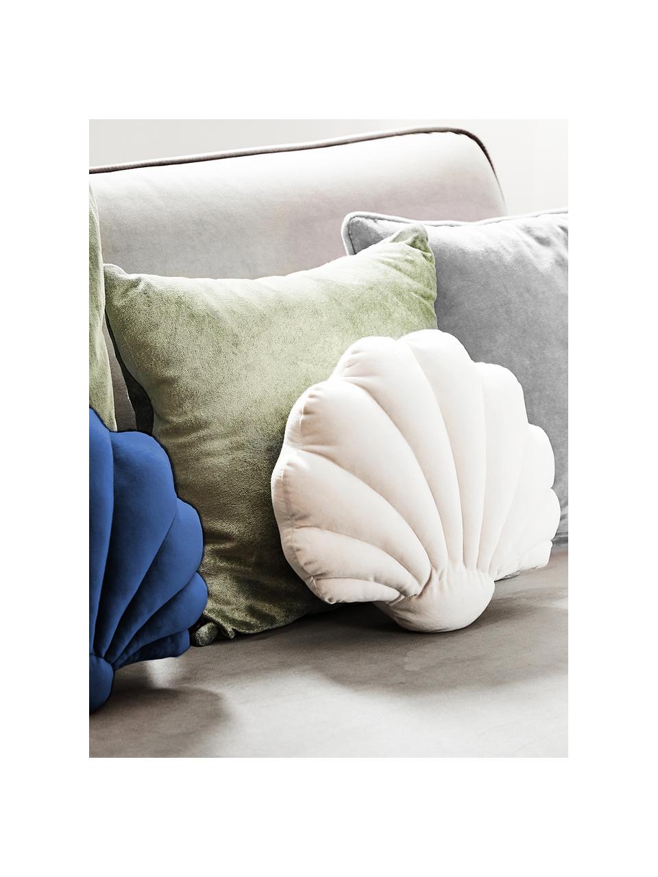 Coussin en velours Shell, Bleu foncé