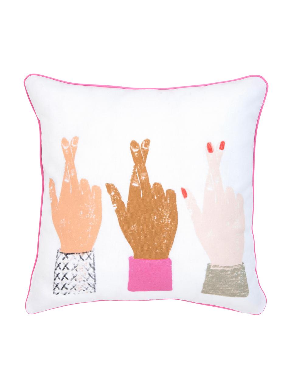 Design kussenhoes Hands van Kera Till, 100% katoen, Wit, multicolour, B 40 x L 40 cm