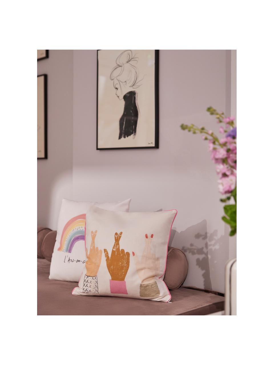 Federa arredo design Kera Till Hands, Cotone, Bianco, multicolore, Larg. 40 x Lung. 40 cm