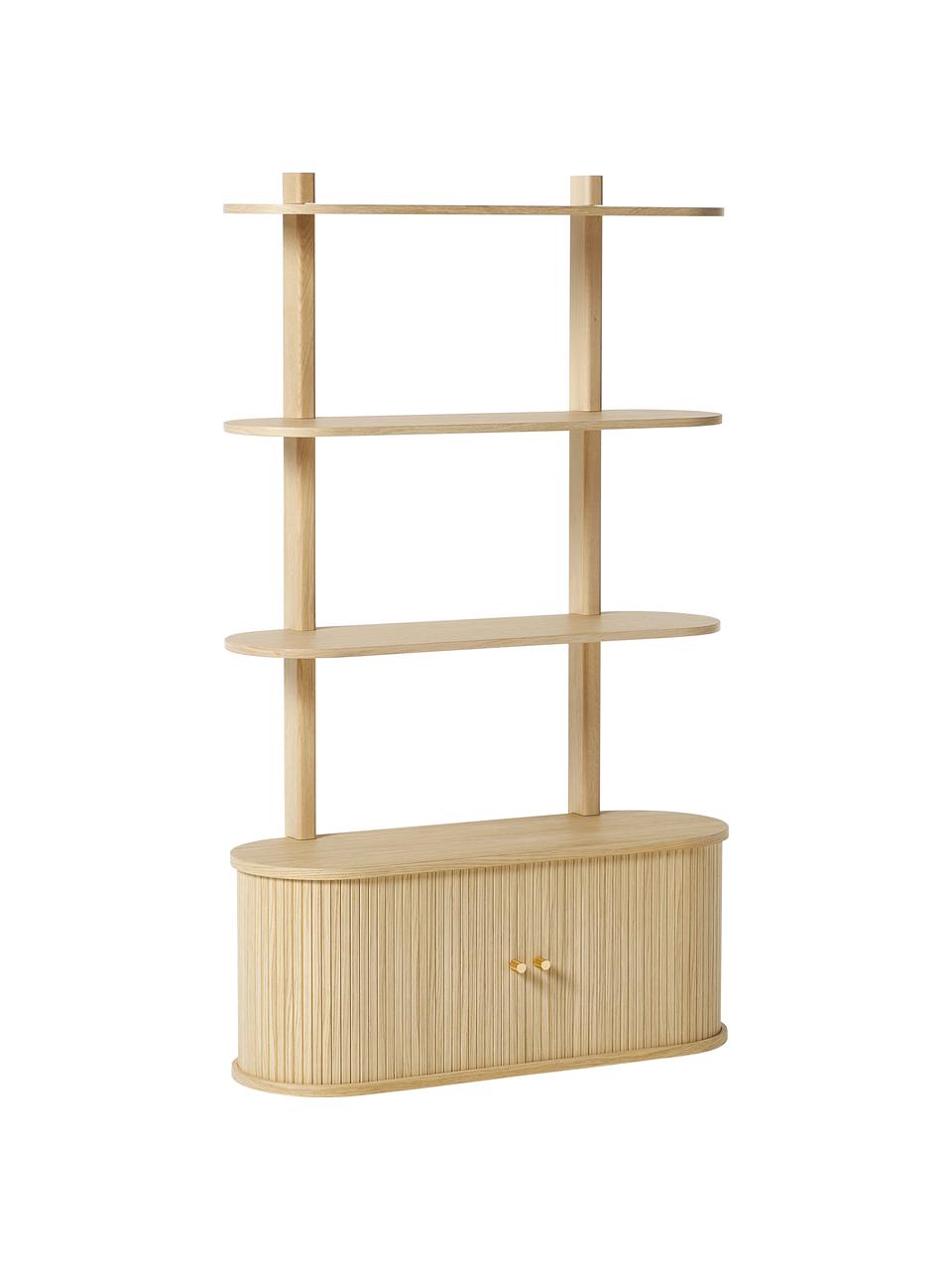 Nástěnný regál s žebrováním Front, Světlé dřevo, Š 90 cm, V 152 cm