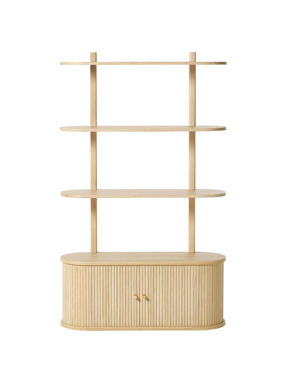 Nástěnný regál s žebrováním Front, Světlé dřevo, Š 90 cm, V 152 cm