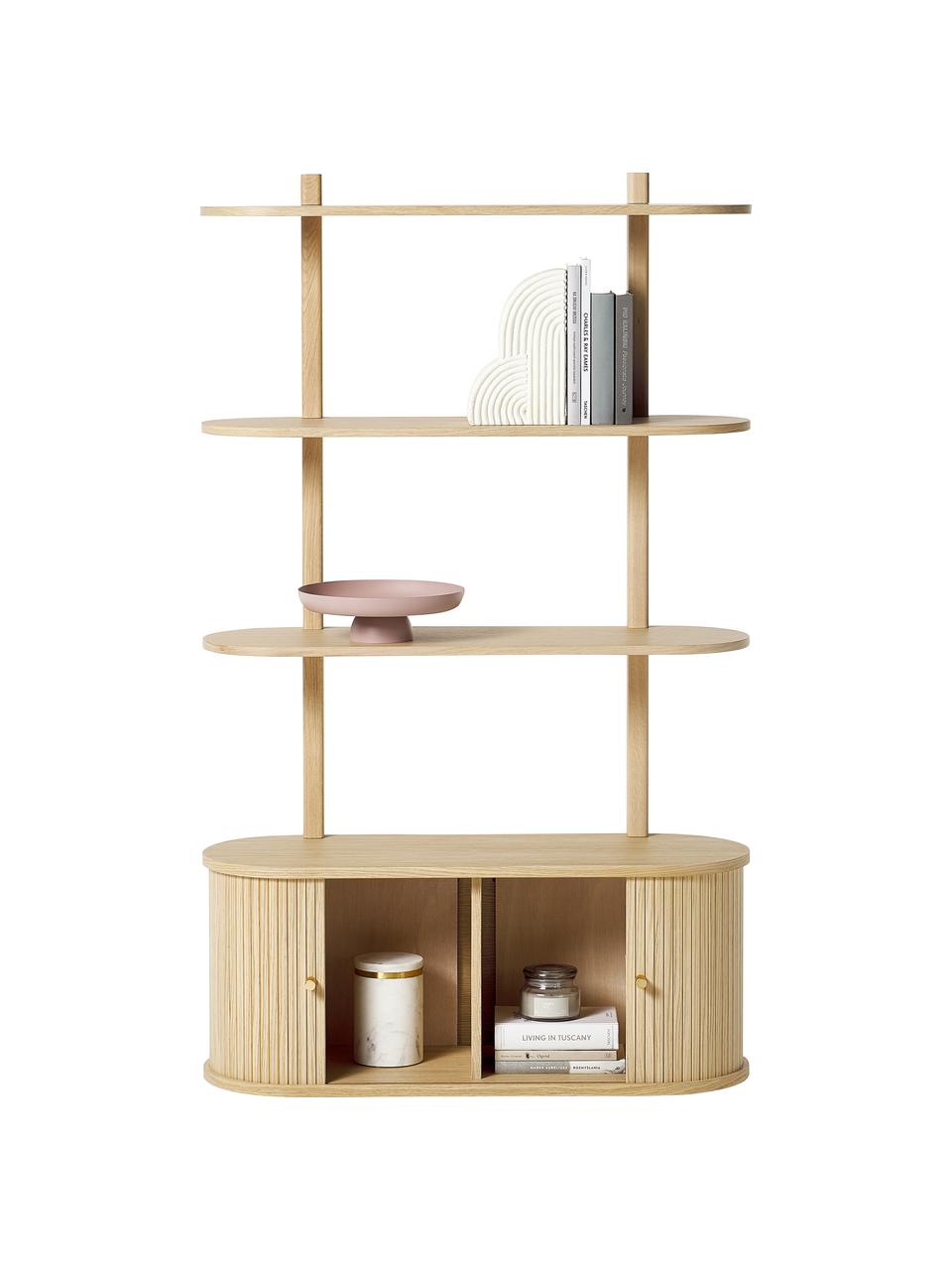 Scaffale da parete con frontale scanalato Calary, Legno chiaro, Larg. 90 x Alt. 152 cm