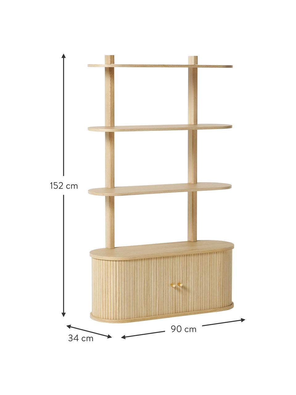 Scaffale da parete con frontale scanalato Calary, Legno chiaro, Larg. 90 x Alt. 152 cm