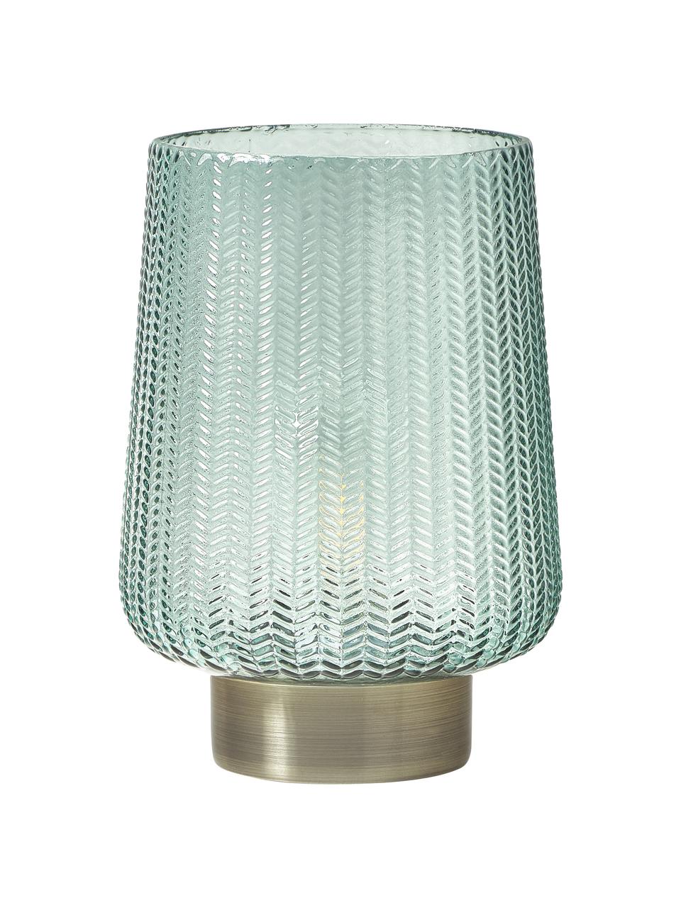 Mobilna lampa stołowa LED z funkcją timera Pretty Glamour, Szkło, metal, Turkusowy, odcienie złotego, Ø 19 x W 26 cm