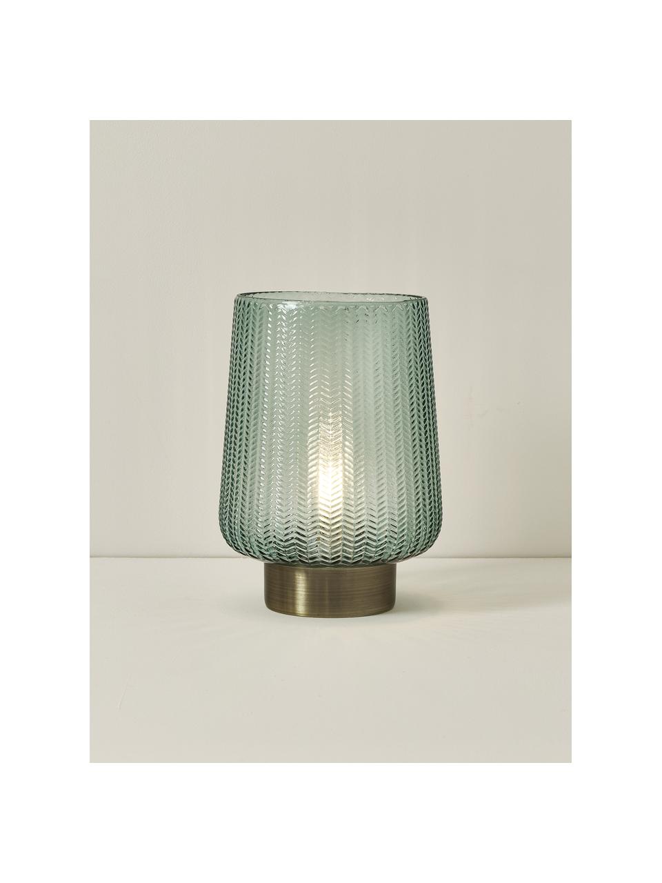 Malá prenosná stolová LED lampa s časovačom Pretty Glamour, Sklo, kov, Tyrkysová, zlatá, Ø 19 x V 26 cm