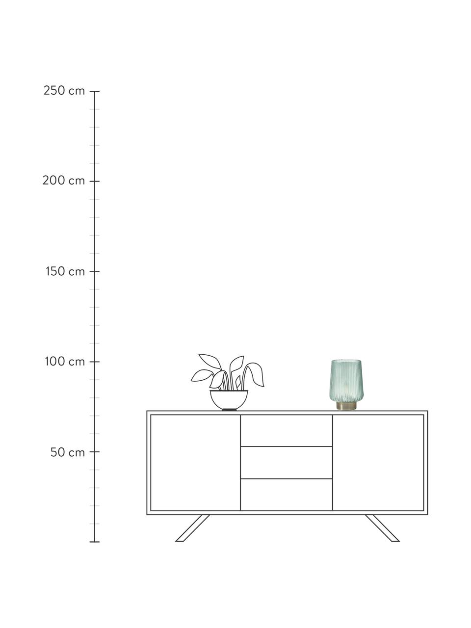 Lámpara de mesa pequeña LED Pretty Glamour, con temporizador y portátil, Vidrio, metal, Turquesa, dorado, Ø 19 x Al 26 cm