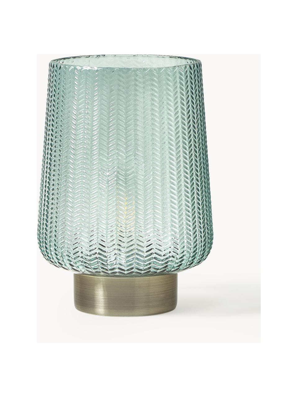 Malá prenosná stolová LED lampa s časovačom Pretty Glamour, Sklo, kov, Mätovozelená, odtiene zlatej, Ø 19 x V 26 cm