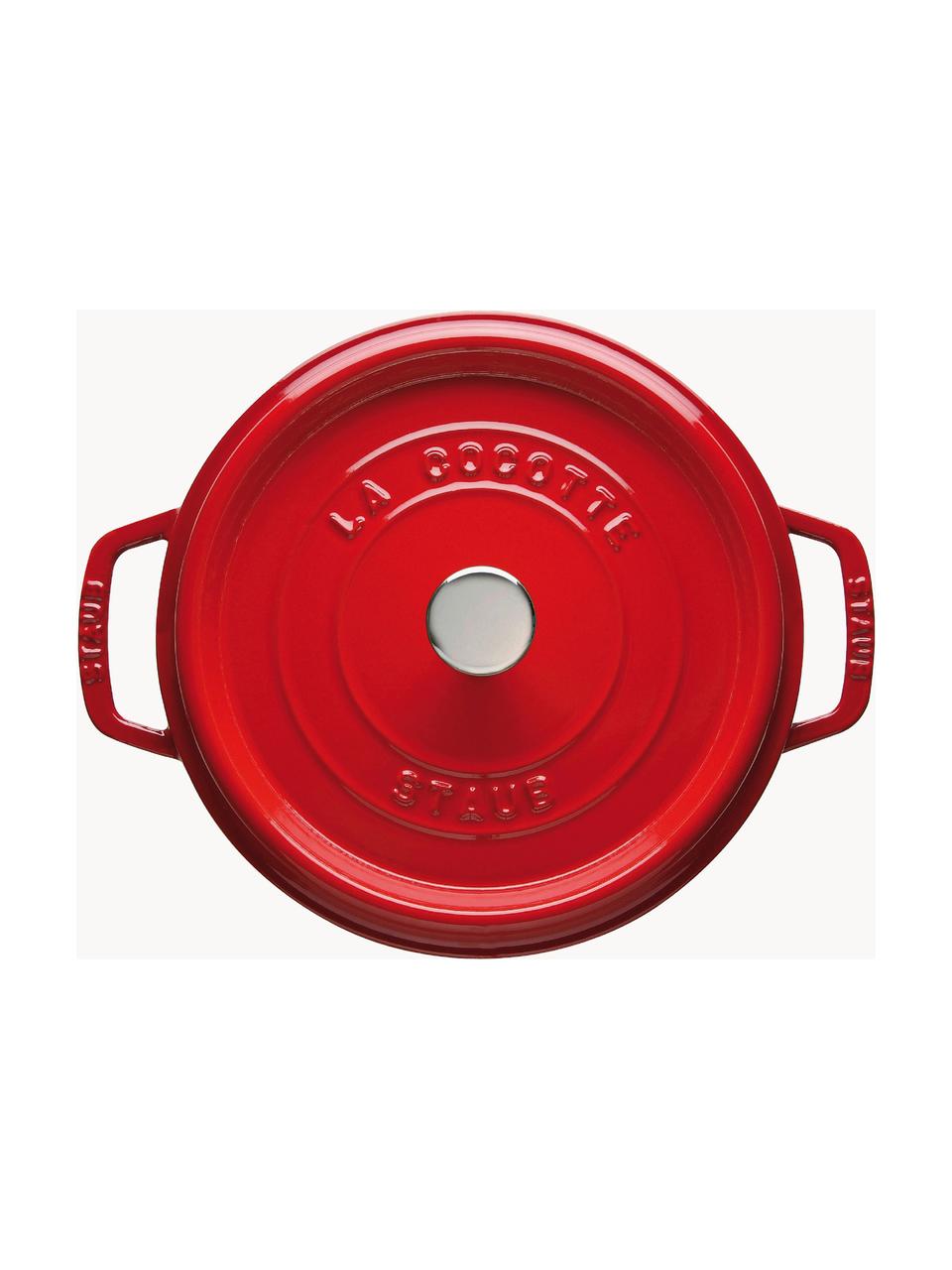 Casseruola rotonda in ghisa La Cocotte, Ghisa smaltata, Rosso, argentato, Ø 24 x Alt. 15 cm, 3,8 l