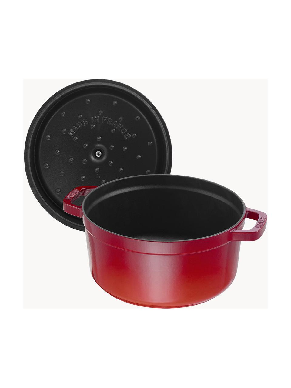 Casseruola rotonda in ghisa La Cocotte, Ghisa smaltata, Rosso, argentato, Ø 24 x Alt. 15 cm, 3,8 l