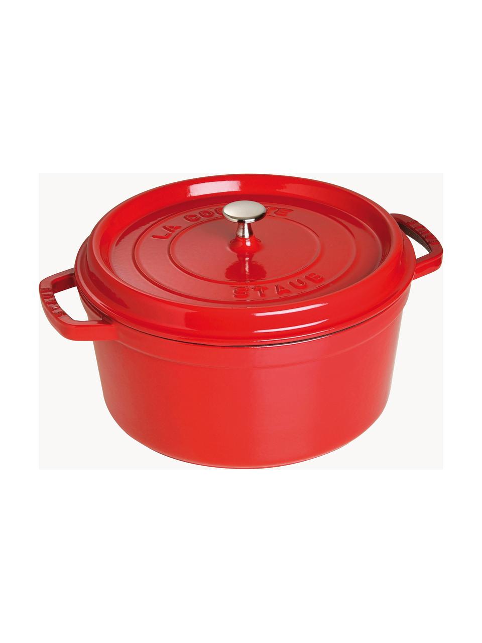 Casseruola rotonda in ghisa La Cocotte, Ghisa smaltata, Rosso, argentato, Ø 24 x Alt. 15 cm, 3,8 l