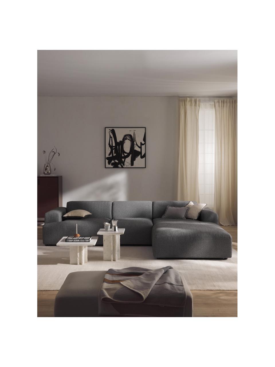 Ecksofa Melva (4-Sitzer), Bezug: 100 % Polyester Der strap, Gestell: Massives Kiefern- und Fic, Füße: Kunststoff Dieses Produkt, Webstoff Dunkelgrau, B 319 x T 195 cm, Eckteil rechts