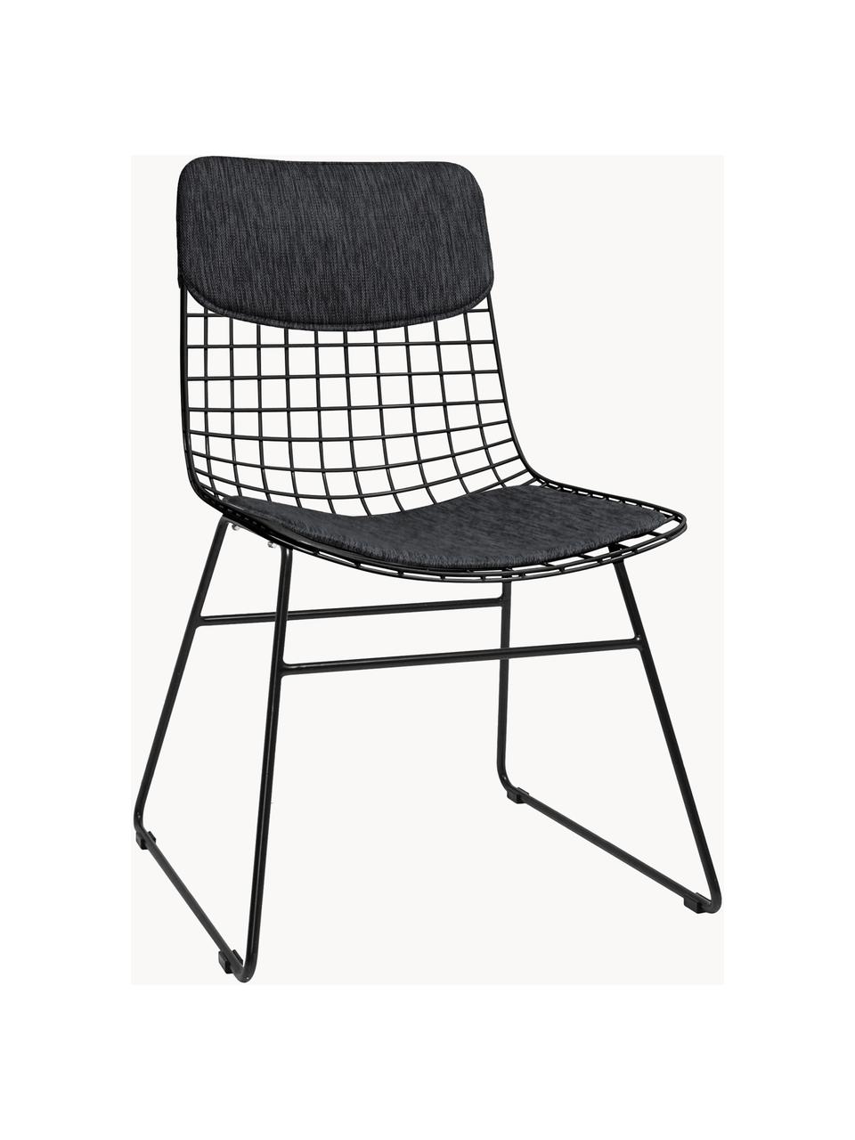 Set de cojines para sillas Wire, 2 pzas., Tapizado: 60% algodón, 40% poliéste, Gris antracita, Set de diferentes tamaños
