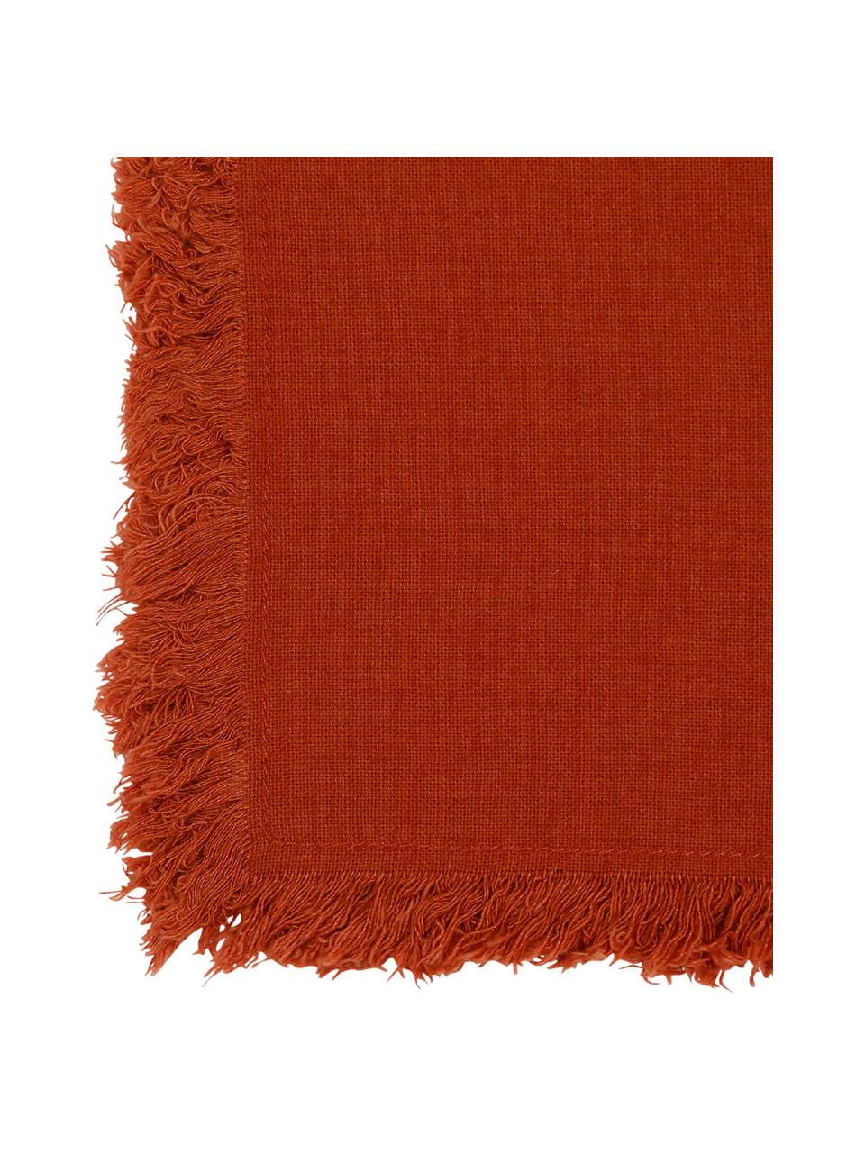 Tovagliolo in cotone rosso con frange Nalia 2 pz, Cotone, Rosso, Larg. 35 x Lung. 35 cm