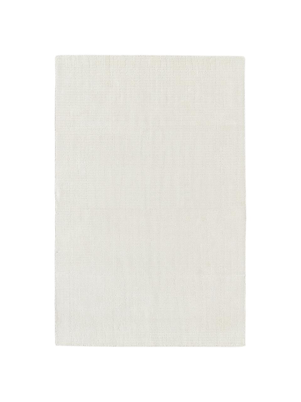 Alfombra artesanal de pelo corto Willow, 100% poliéster con certificado GRS, Blanco crema, An 120 x L 180 cm (Tamaño S)