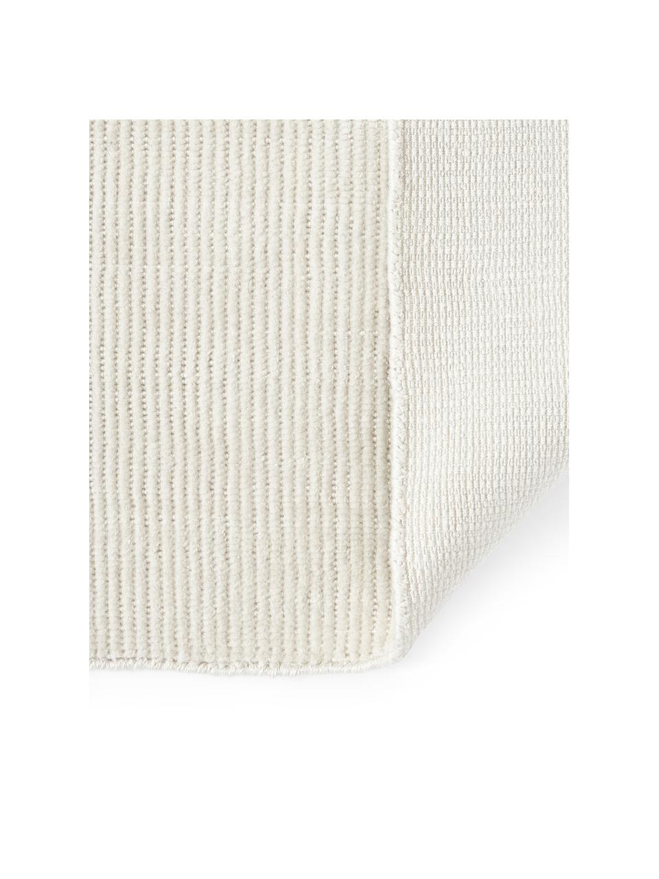 Handgewebter Kurzflor-Teppich Willow, 100% Polyester, GRS-zertifiziert, Cremeweiß, B 120 x L 180 cm (Größe S)