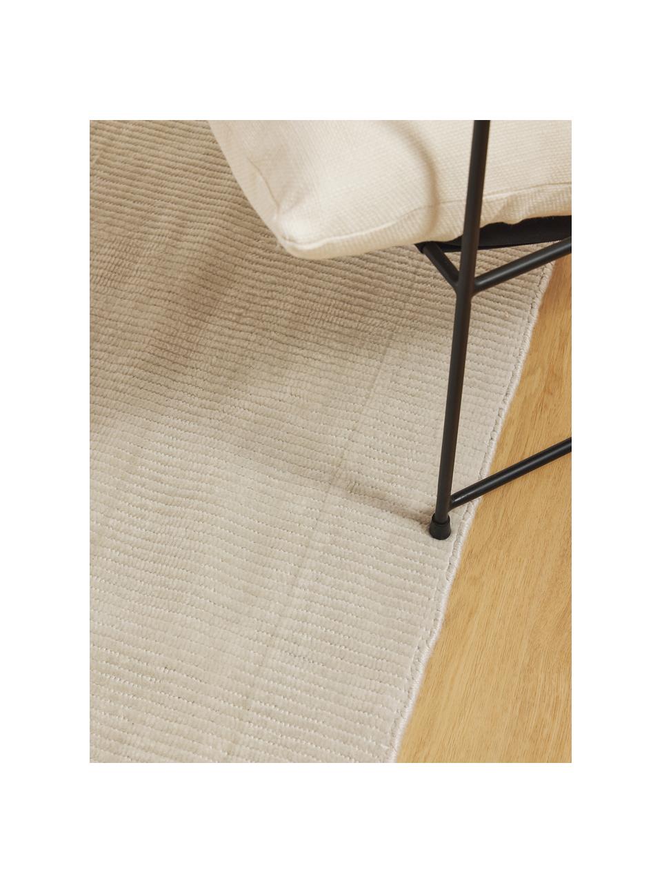 Handgewebter Kurzflor-Teppich Willow, 100% Polyester, GRS-zertifiziert, Cremeweiß, B 120 x L 180 cm (Größe S)