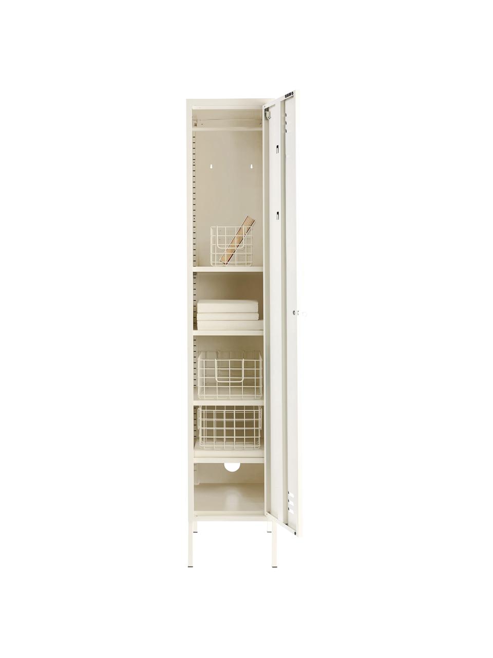 Kleiner Kleiderschrank Skinny, Stahl, pulverbeschichtet, Off White, B 35 x H 183 cm